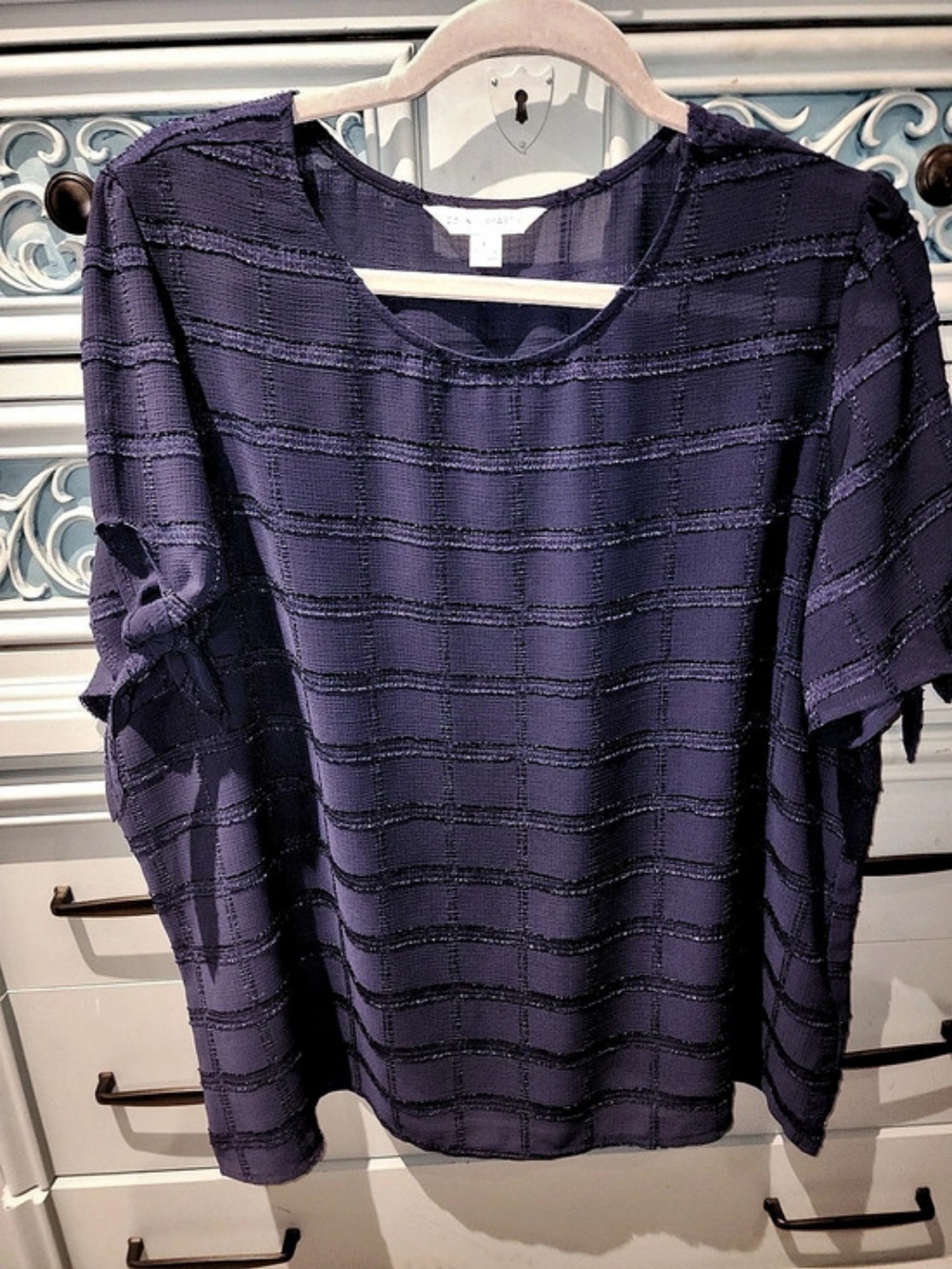 Counterparts Women's Geometric Blouse in Blue Size XL Like New